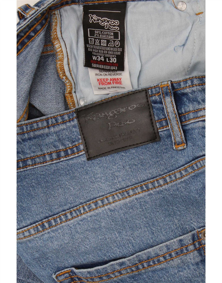 Kangaroo Poo Mens Slim Jeans W34 L30 Azul Algodão