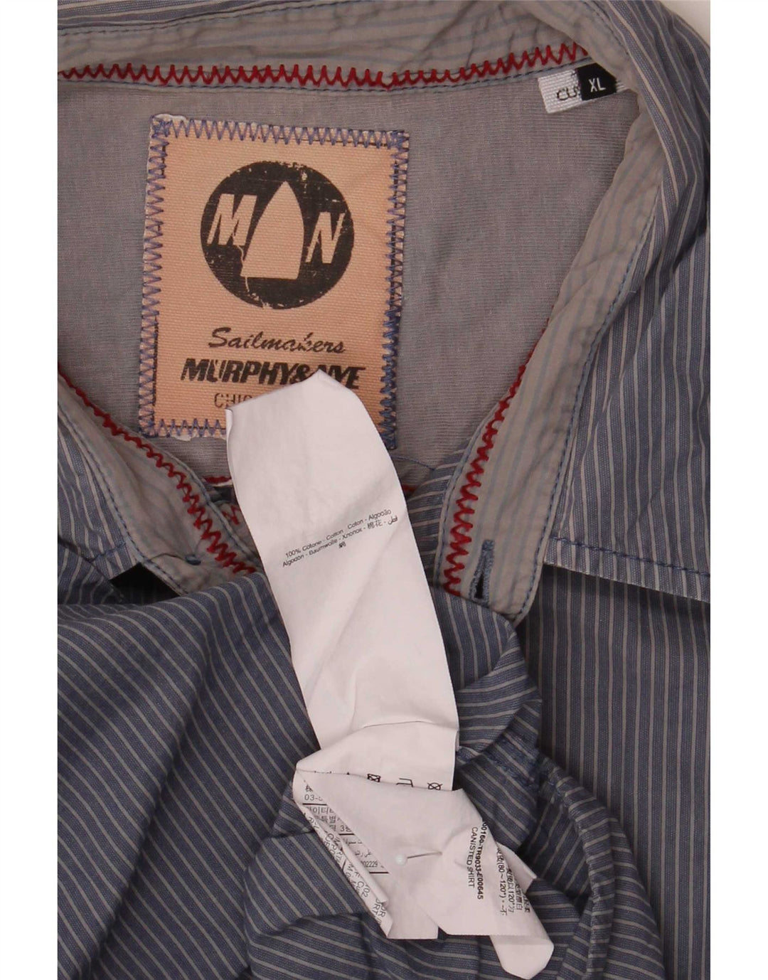 Camisa masculina Murphy & Nye Sailmakers XL azul marinho risca de giz algodão