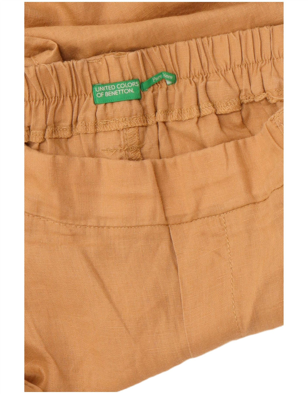 Shorts casuais masculinos de cintura alta BENETTON W32 linho marrom médio