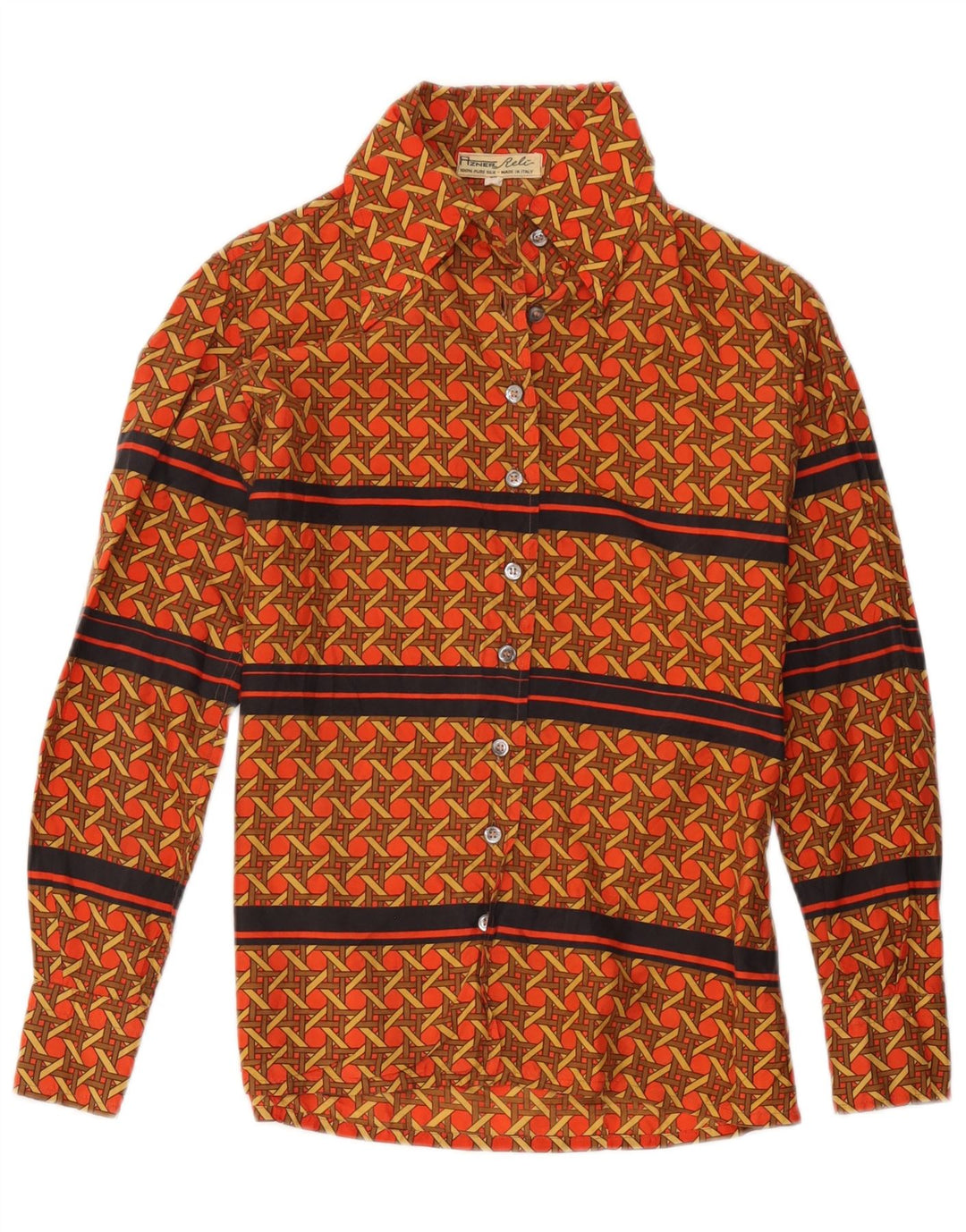 Blusa feminina vintage IT 44 seda geométrica vermelha média