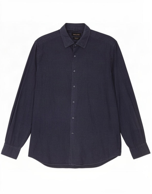 Camisa masculina Massimo Dutti XL azul marinho algodão