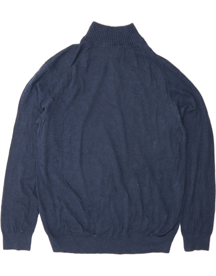 EDDIE BAUER Mens Zip Neck Jumper Sweater XL Navy Blue Cotton Vintage Eddie Bauer and Second-Hand Eddie Bauer from Messina Hembry 