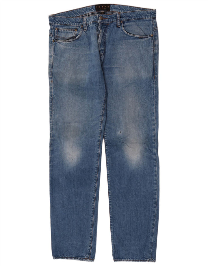 Calça jeans reta masculina Ted Baker W34 L32 azul poliéster