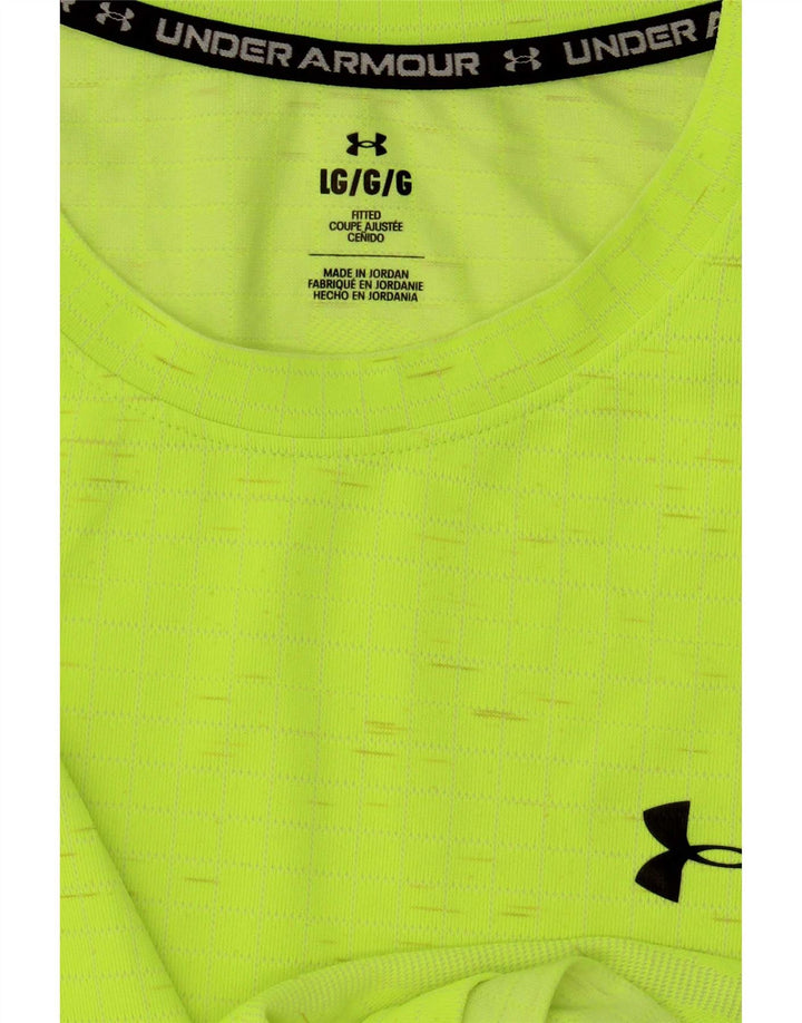 Camiseta masculina Under Armour com ajuste grande amarelo manchado