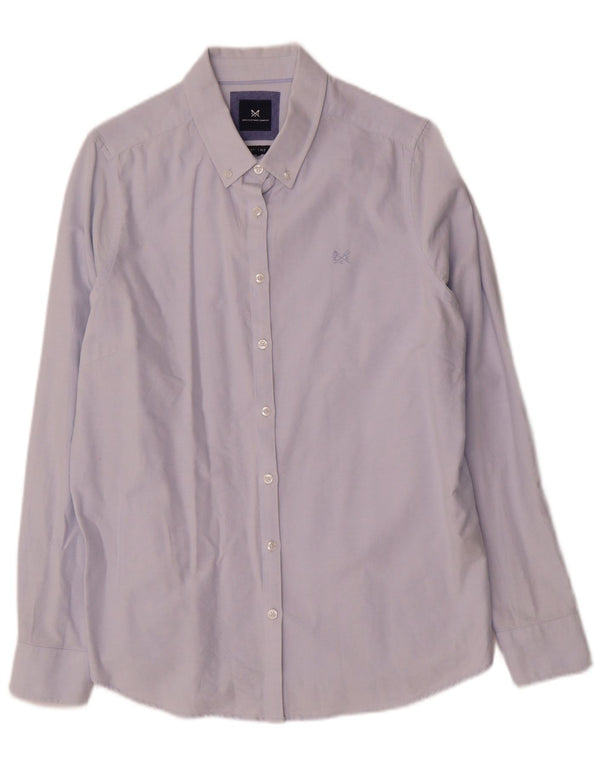 Crew Clothing Camisa feminina clássica de ajuste Reino Unido 14 grande algodão azul