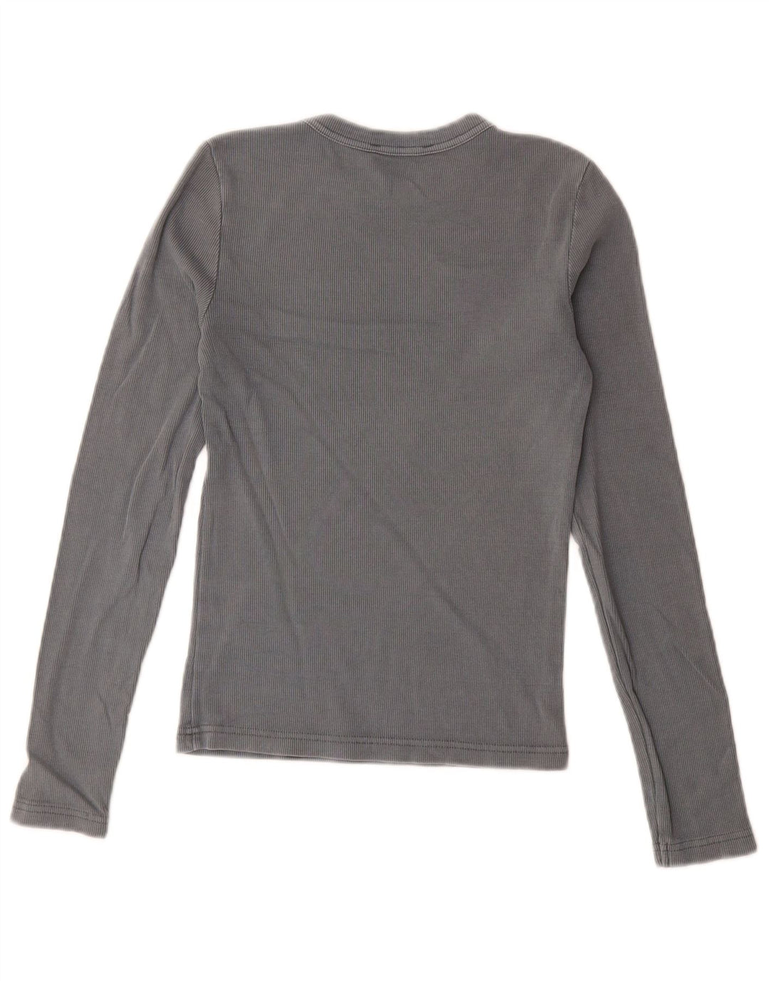 Top feminino Zara manga comprida UK 12 cinza médio