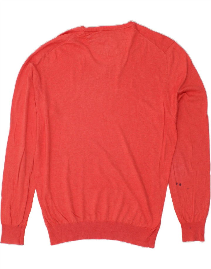 MASSIMO DUTTI Mens V-Neck Jumper Sweater 2XL Pink Cotton Vintage Massimo Dutti and Second-Hand Massimo Dutti from Messina Hembry 