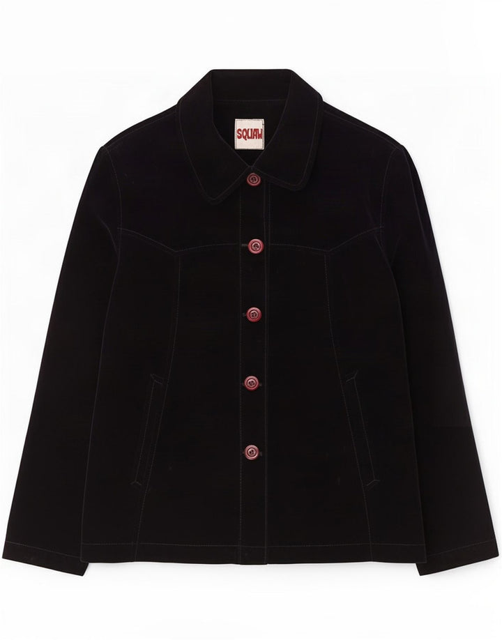 Jaqueta blazer feminina de veludo com 5 botões Squaw Reino Unido 14 azul marinho médio