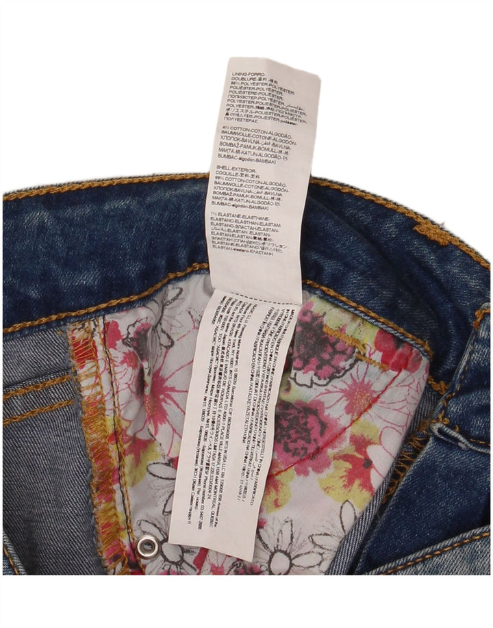 Saia jeans feminina Desigual EU 38 médio W30 azul floral poliéster
