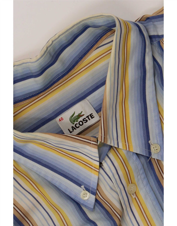 Lacoste Camisa masculina de manga curta tamanho 46 2XL listrado multicolorido