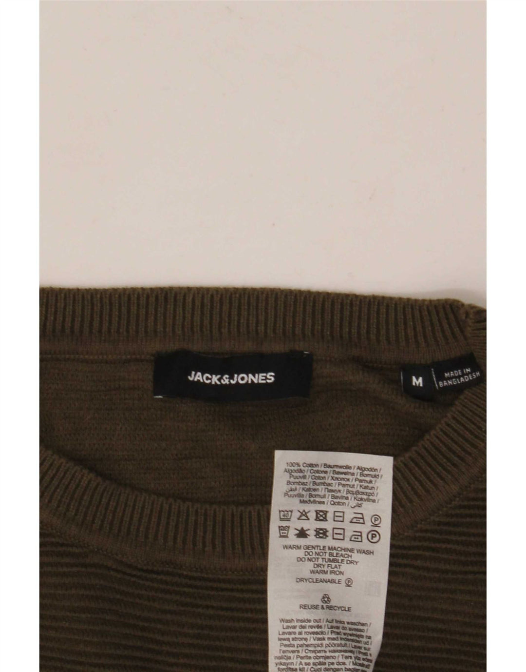 Suéter masculino Jack & Jones com gola redonda, algodão cáqui médio
