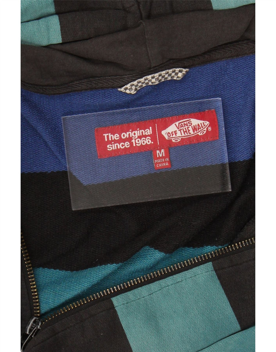 Suéter VANS masculino com capuz e zíper médio listrado multicolorido