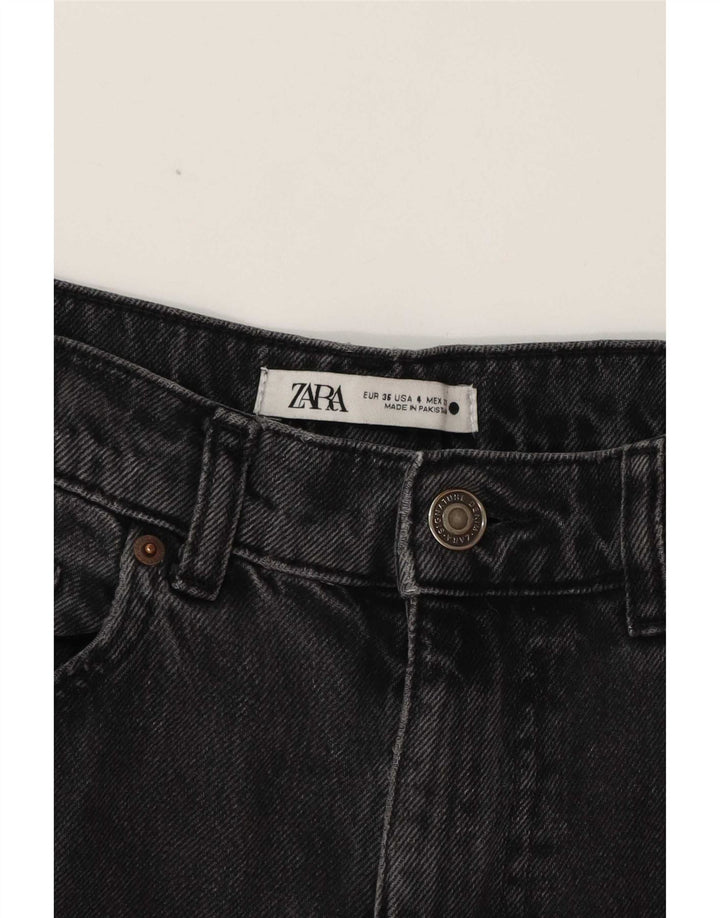 Zara Jeans reto feminino EU 36 pequeno W26 L33 algodão cinza