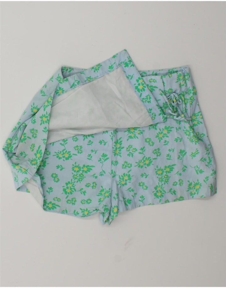 Calça quente feminina Zara grande W30 azul floral viscose