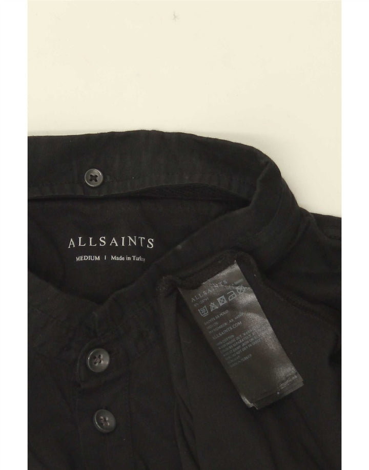 Camisa polo masculina All Saints de algodão preto médio