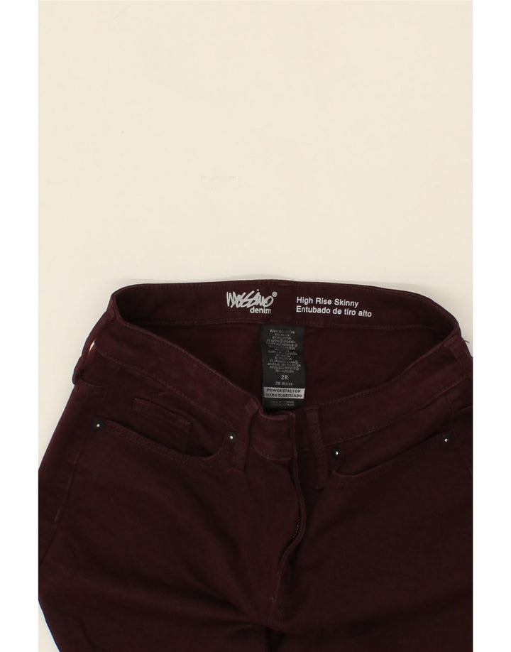 MOSSIMO Womens Stretch High Rise Skinny Jeans W28 L28 Burgundy Cotton Vintage Mossimo and Second-Hand Mossimo from Messina Hembry 