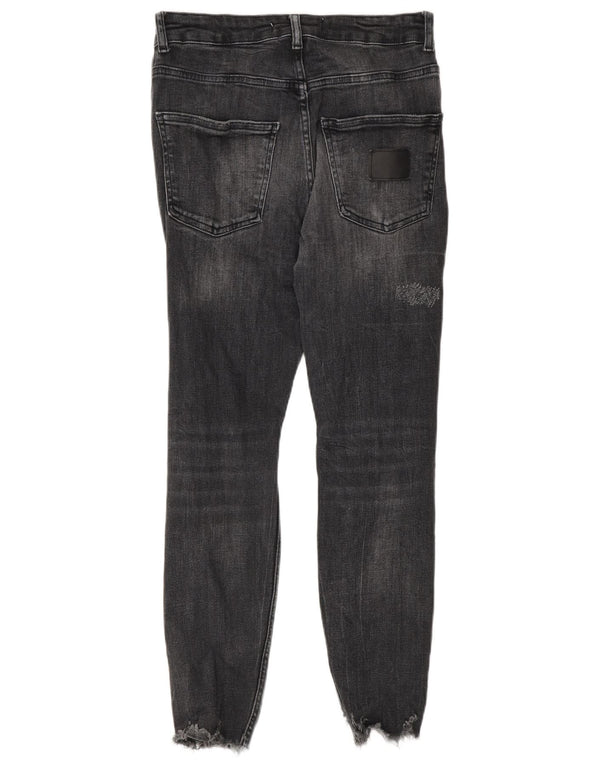 Zara Jeans skinny masculino desgastado UE 38 pequeno W30 L26 preto
