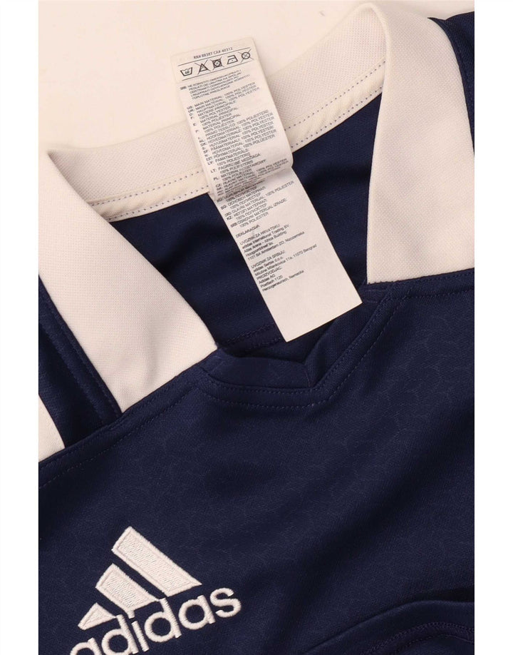 Adidas Mens Camiseta Top Médio Azul Marinho Colorblock Poliéster