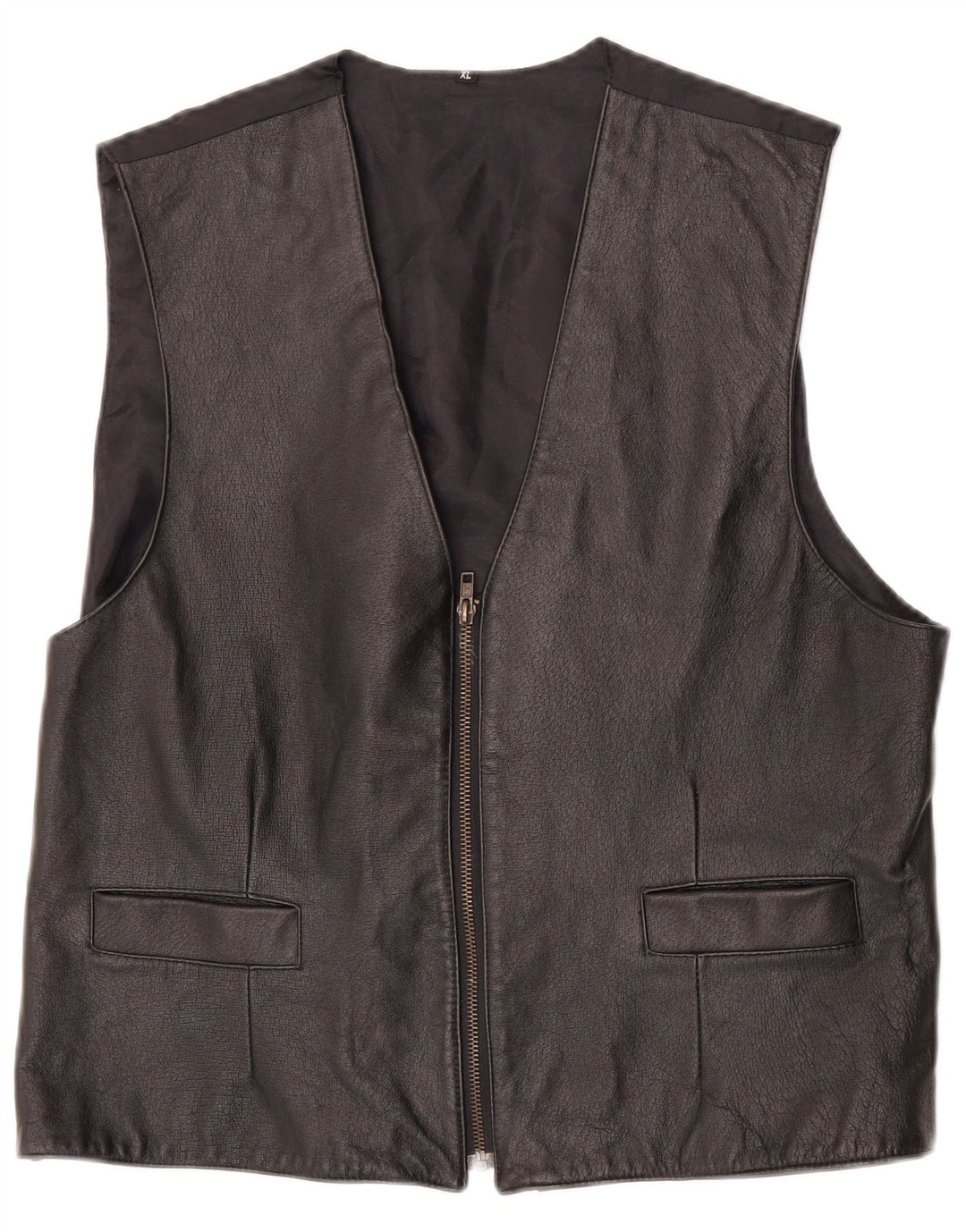 Colete de couro masculino vintage XL couro preto