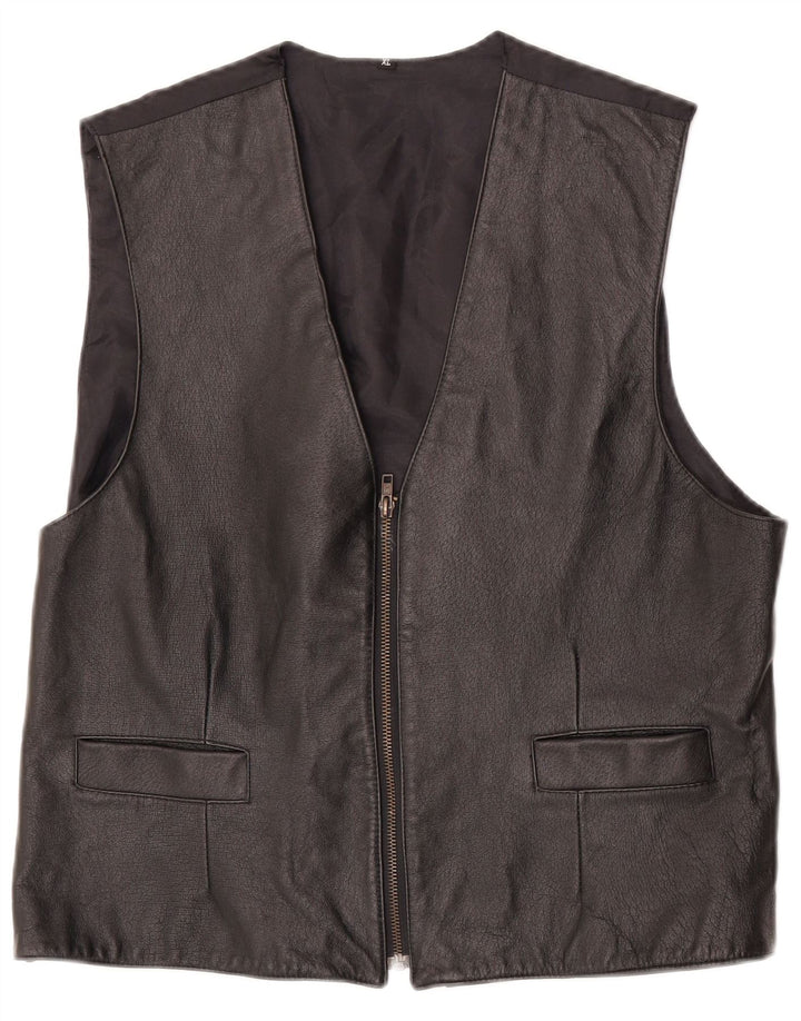 Colete de couro masculino vintage XL couro preto