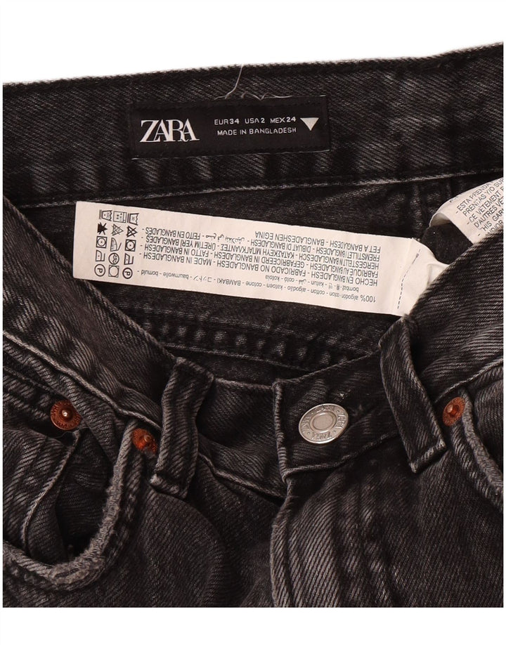 Zara Jeans feminino regular fit reto EU 34 2XS W24 L30 cinza clássico