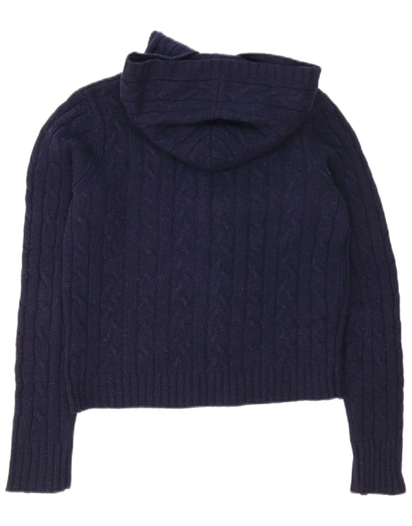 Suéter cardigã feminino com capuz Abercrombie & Fitch Reino Unido 16 grande azul marinho