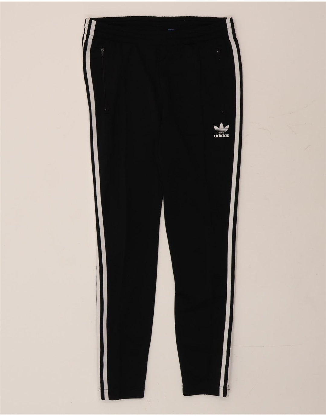 Calça de treino feminina ADIDAS UK 10 pequena preta poliéster