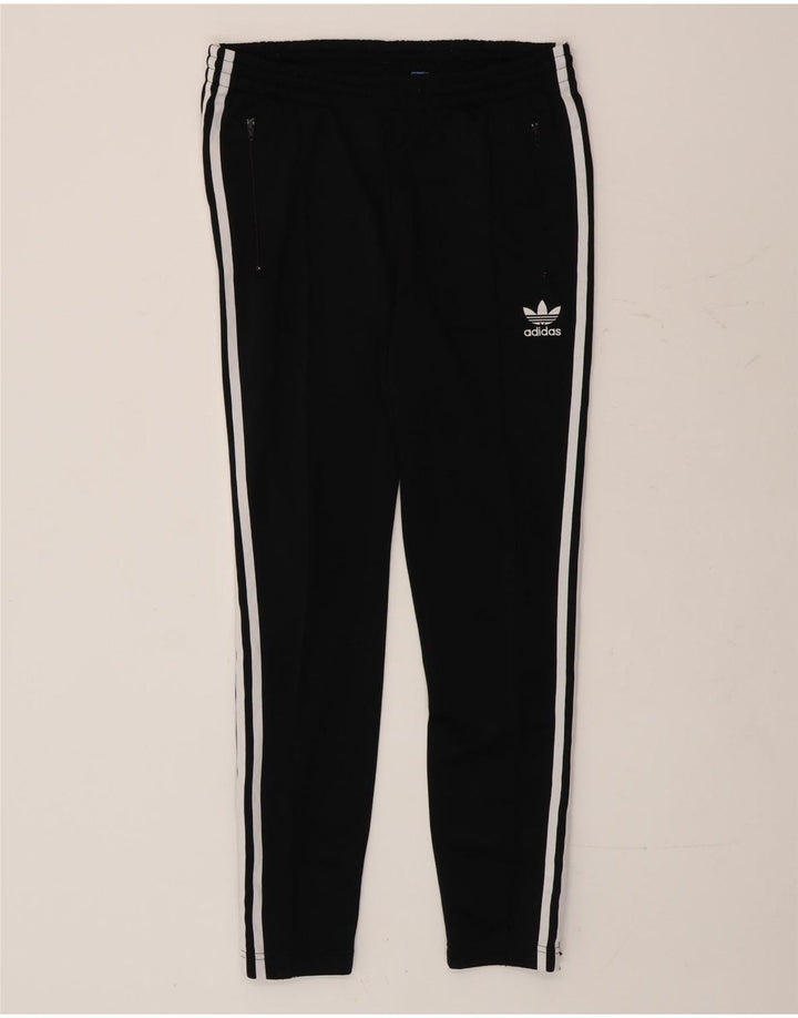 Calça de treino feminina ADIDAS UK 10 pequena preta poliéster