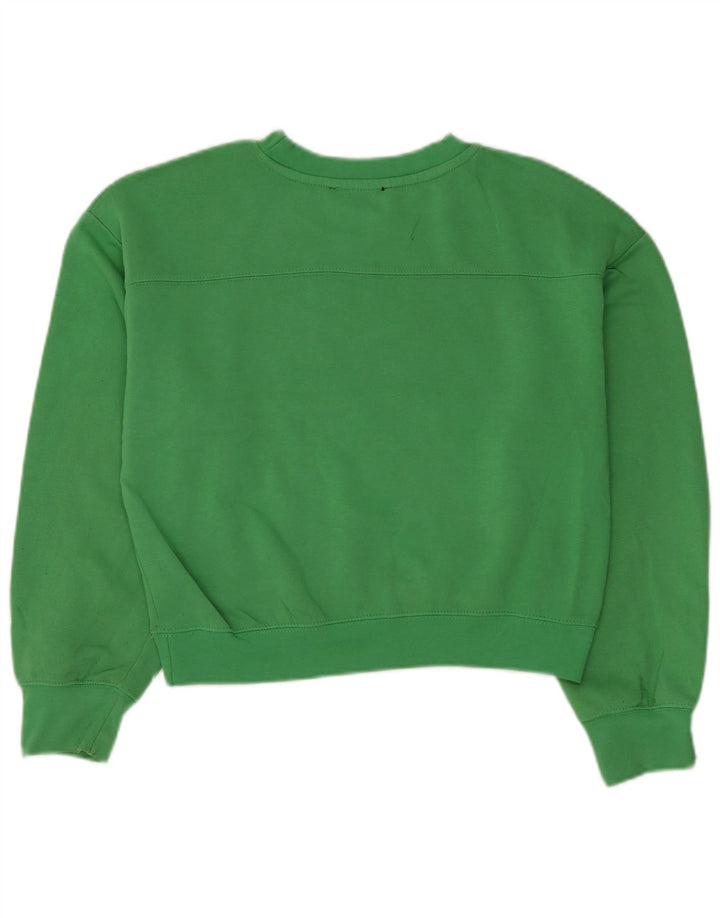 Zara Womens Crop Oversized Sweatshirt Jumper UK 10 Pequeno Poliéster Verde