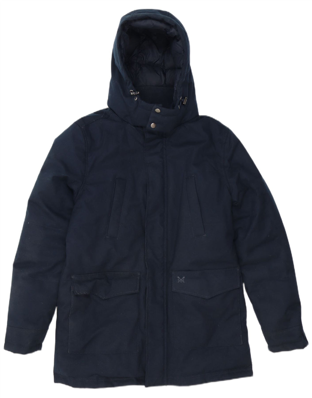 Jaqueta acolchoada com capuz masculina da roupa da tripulação Poliéster azul marinho pequeno Reino Unido 36