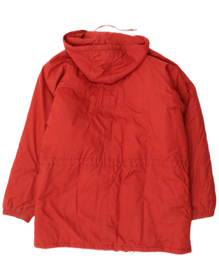 Casaco acolchoado com capuz feminino VINTAGE UK 20 2XL algodão vermelho