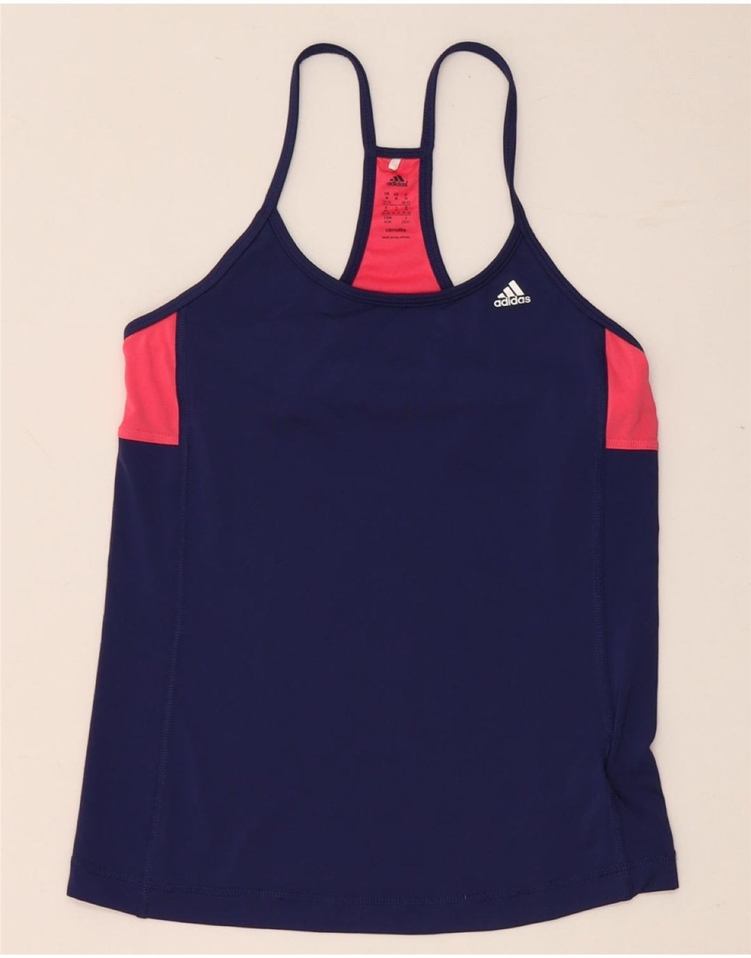 Adidas Feminino Climalite Vest Top UK 12/14 Médio Azul Marinho Colorblock
