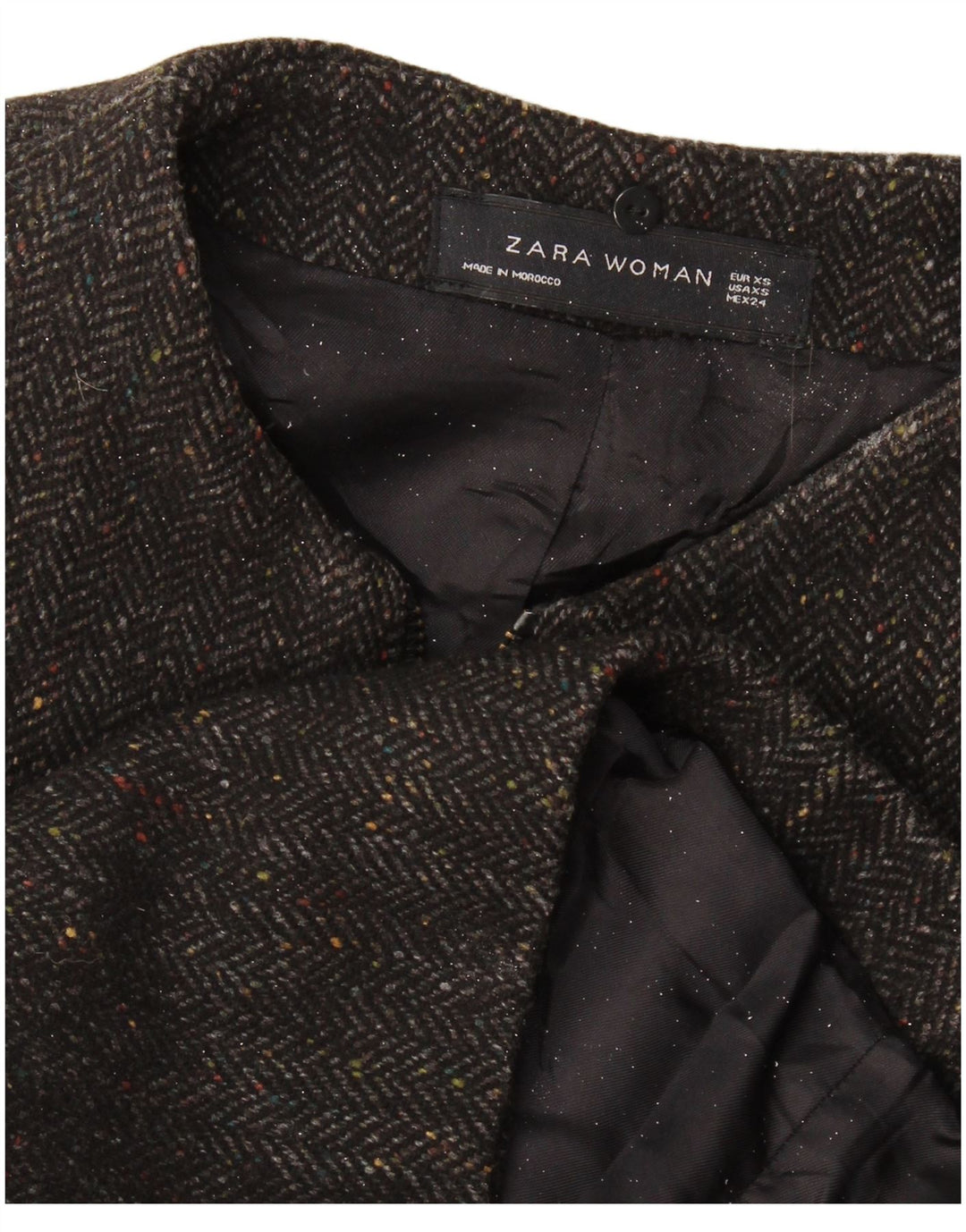Sobretudo feminino Zara Loose Fit UK 6 XS cinza espinha de peixe