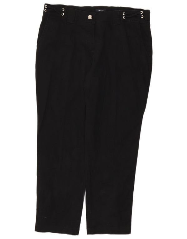 Calça feminina Nautica Slim Cropped US 12 Grande W34 L26 Algodão Preto
