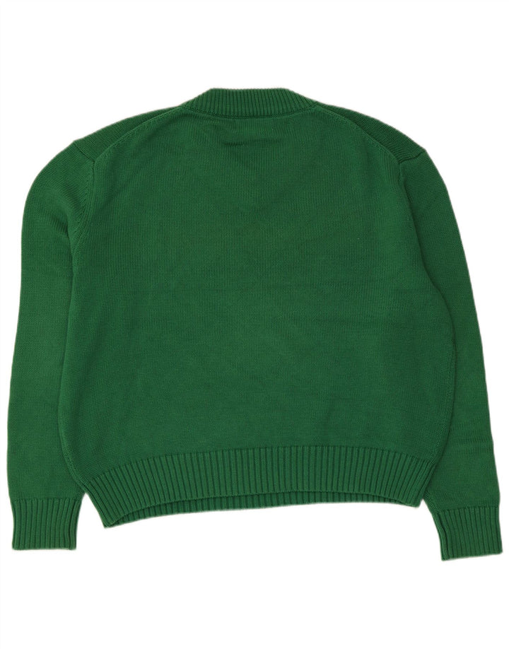 Zara Suéter feminino oversized com decote em V Reino Unido 14 algodão verde médio
