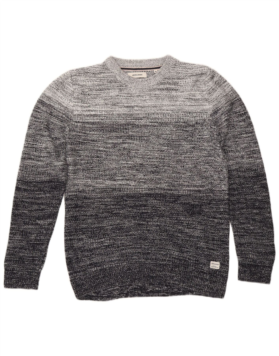 Suéter masculino Jack & Jones com gola redonda e algodão listrado cinza médio
