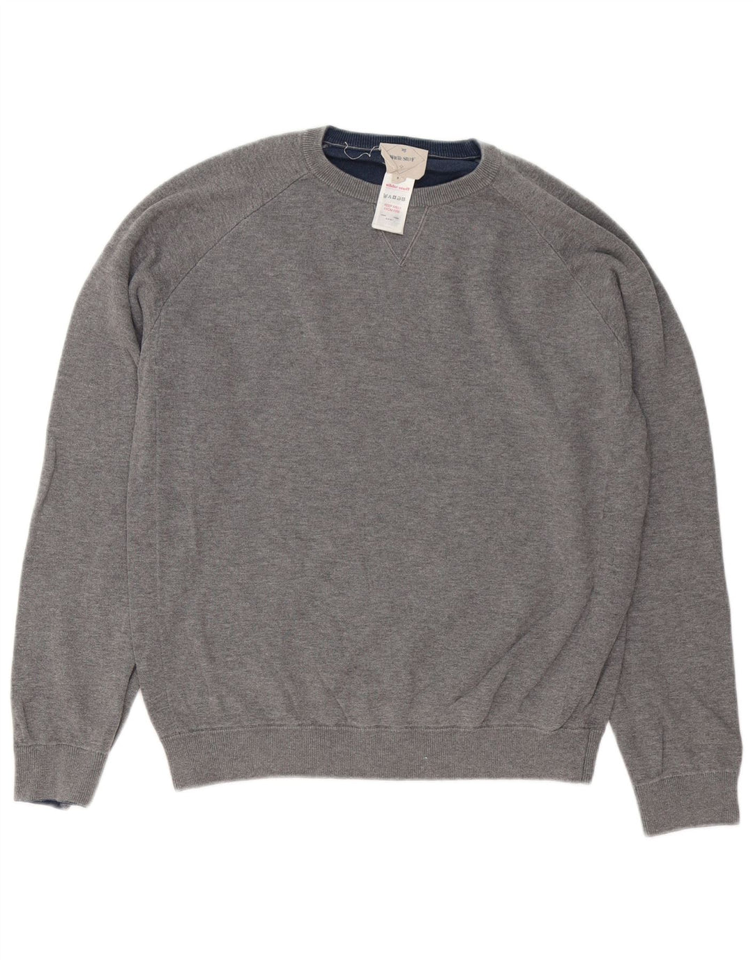 Suéter masculino branco com gola redonda e algodão cinza médio