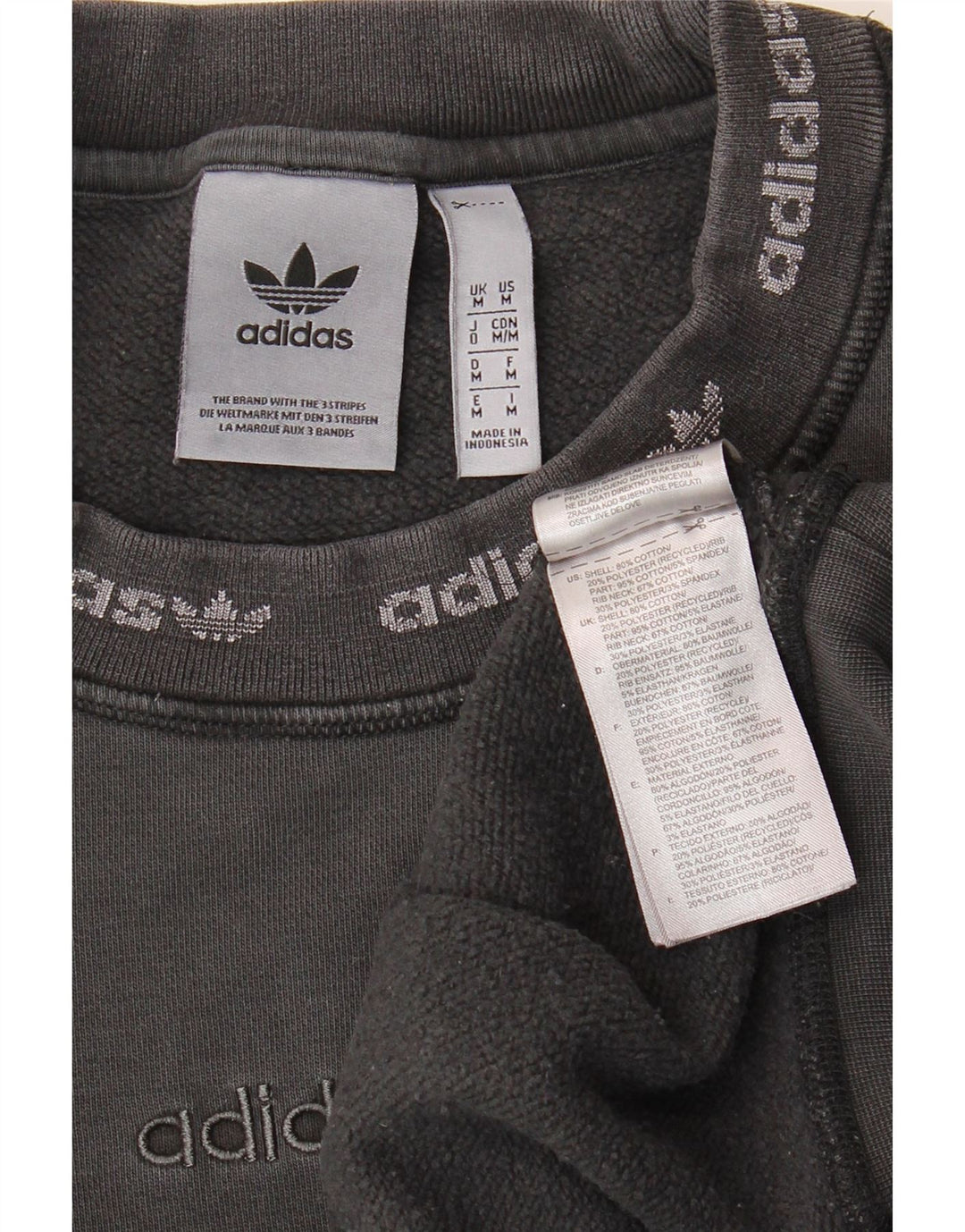 ADIDAS Mens Graphic Loose Fit Moletom Jumper Médio Algodão Cinza