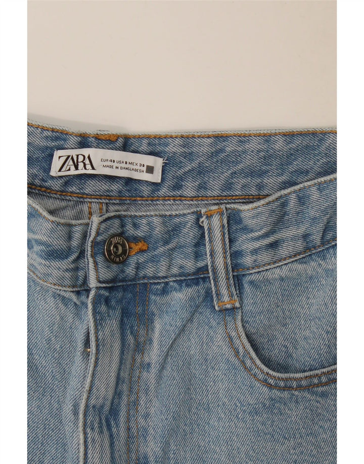 Shorts jeans feminino de cintura alta Zara EU 40 médio W30 azul
