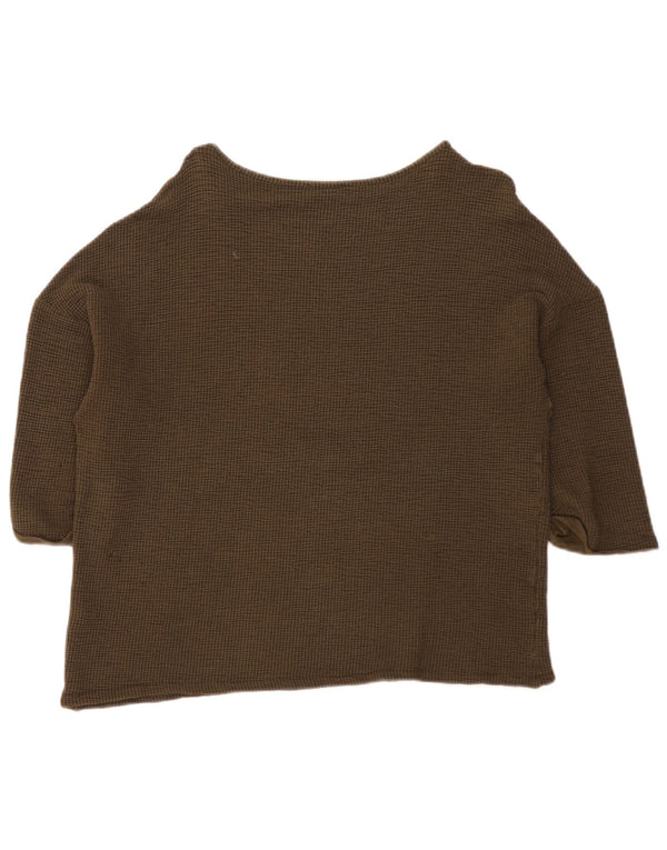 Zara Top feminino oversized manga 3/4 Reino Unido 14 Viscose cáqui médio