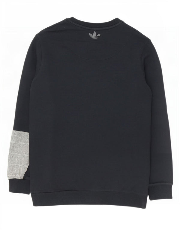 Adidas Mens Graphic Moletom Jumper Grande Preto Colorblock Algodão