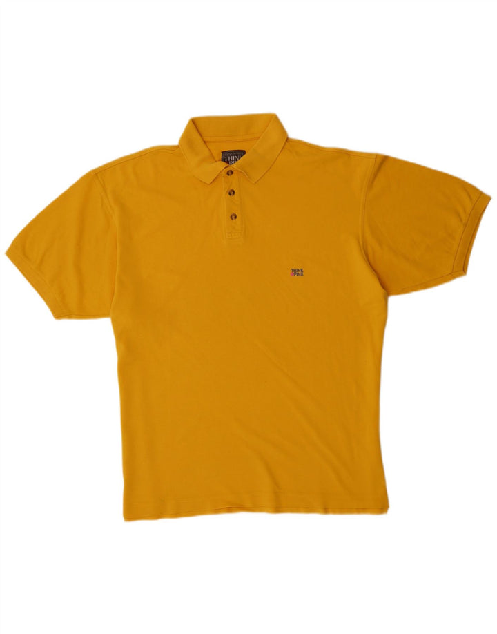 Camisa polo masculina THINK PINK grande algodão amarelo