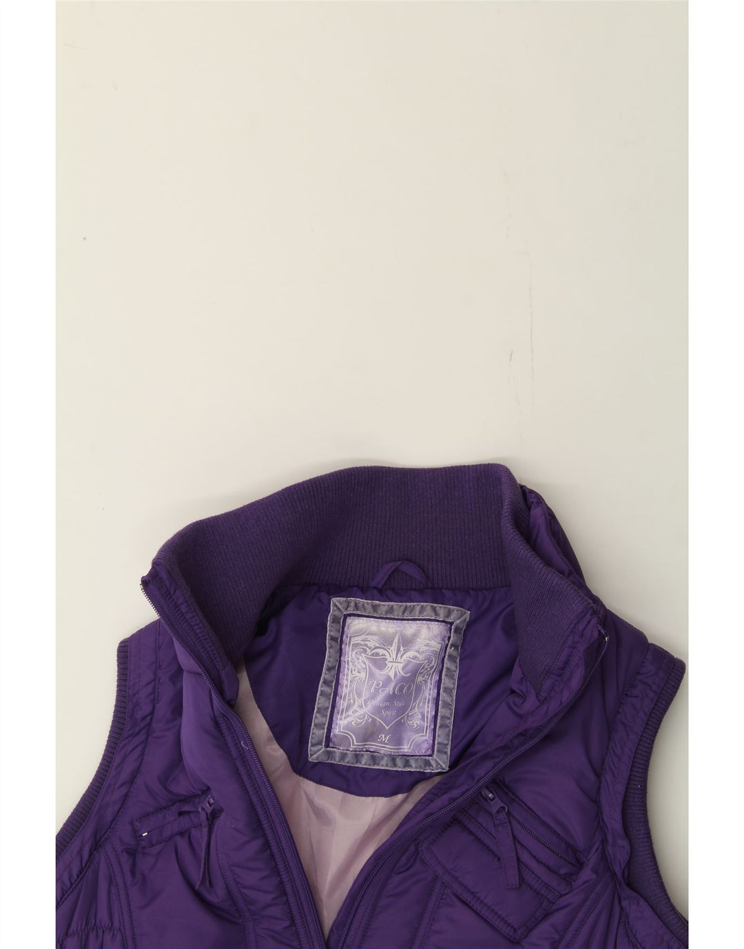 PACO Womens Padded Gilet UK 14 Medium Purple Polyester Vintage Paco and Second-Hand Paco from Messina Hembry 