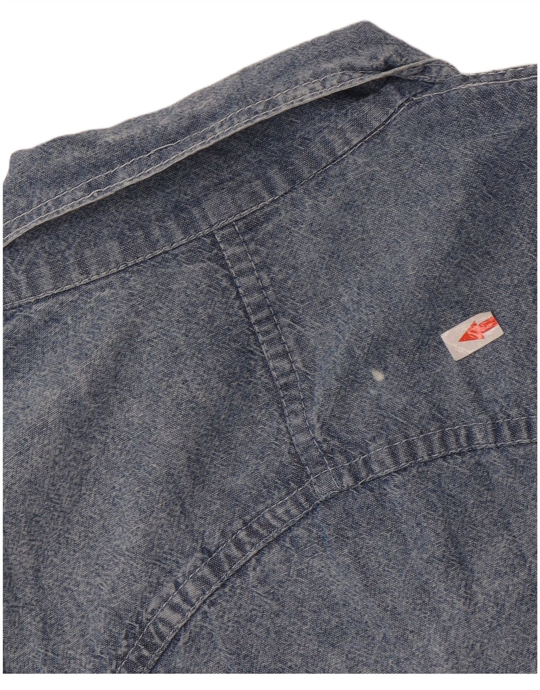 Camisa jeans feminina vintage de grandes dimensões Reino Unido 14 algodão azul médio