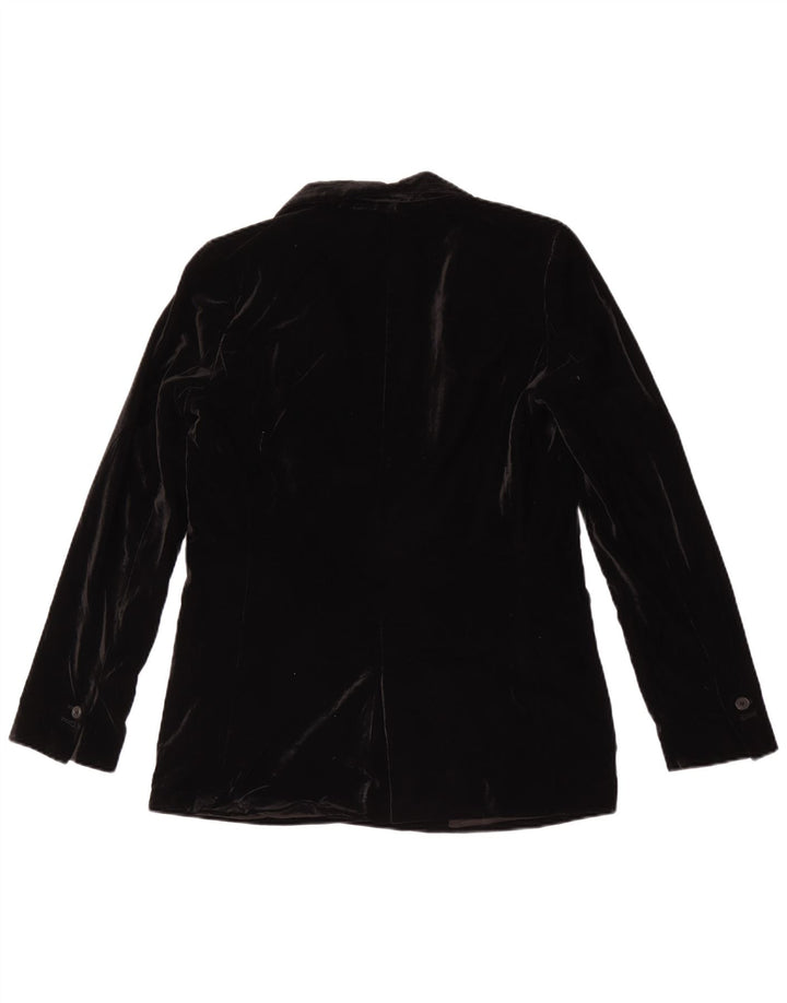 Jaqueta blazer feminina de veludo com peito duplo Zara Reino Unido 10 pequena preta