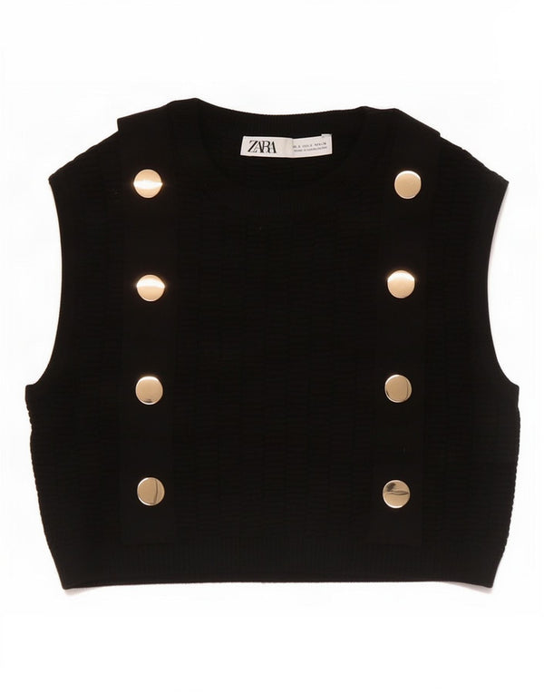Regata feminina Zara Crop Vest UK 4 XS Viscose Preta