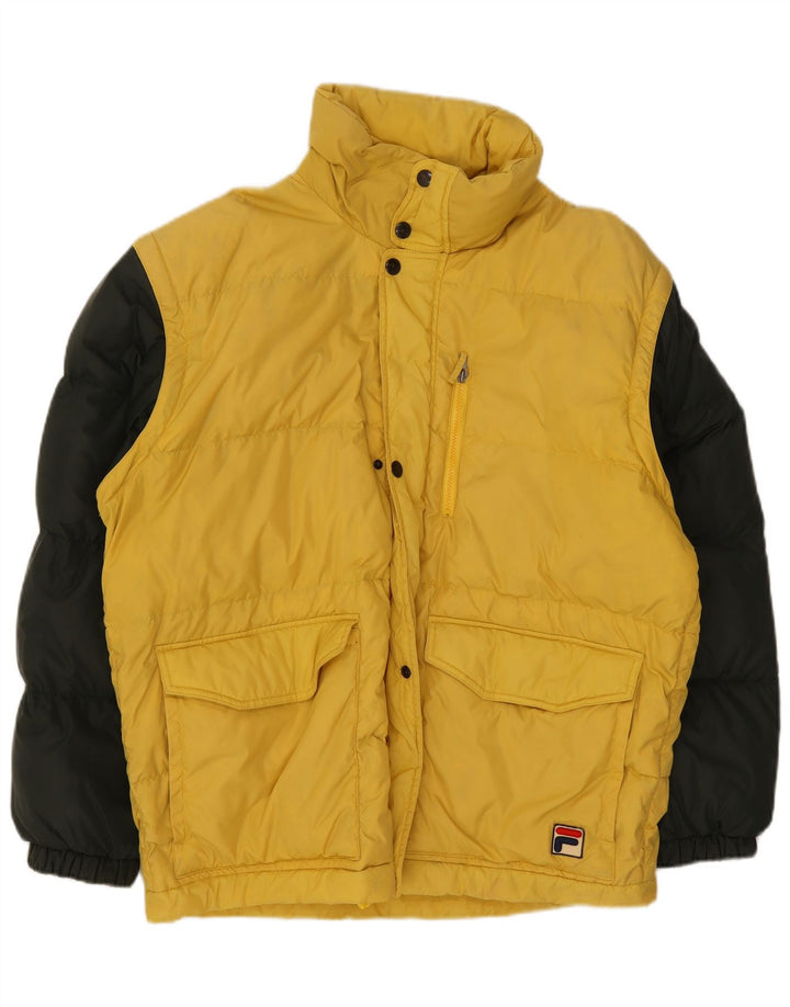 Jaqueta acolchoada masculina Fila UK 38 bloco colorido amarelo médio