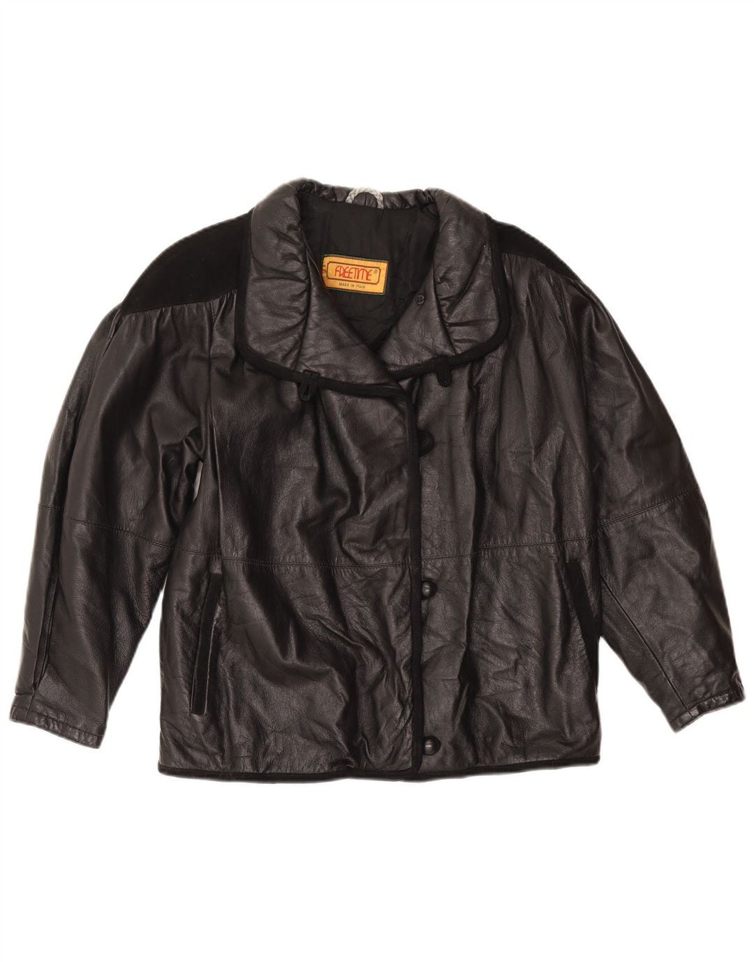 Jaqueta de couro feminina vintage UK 18 XL couro preto