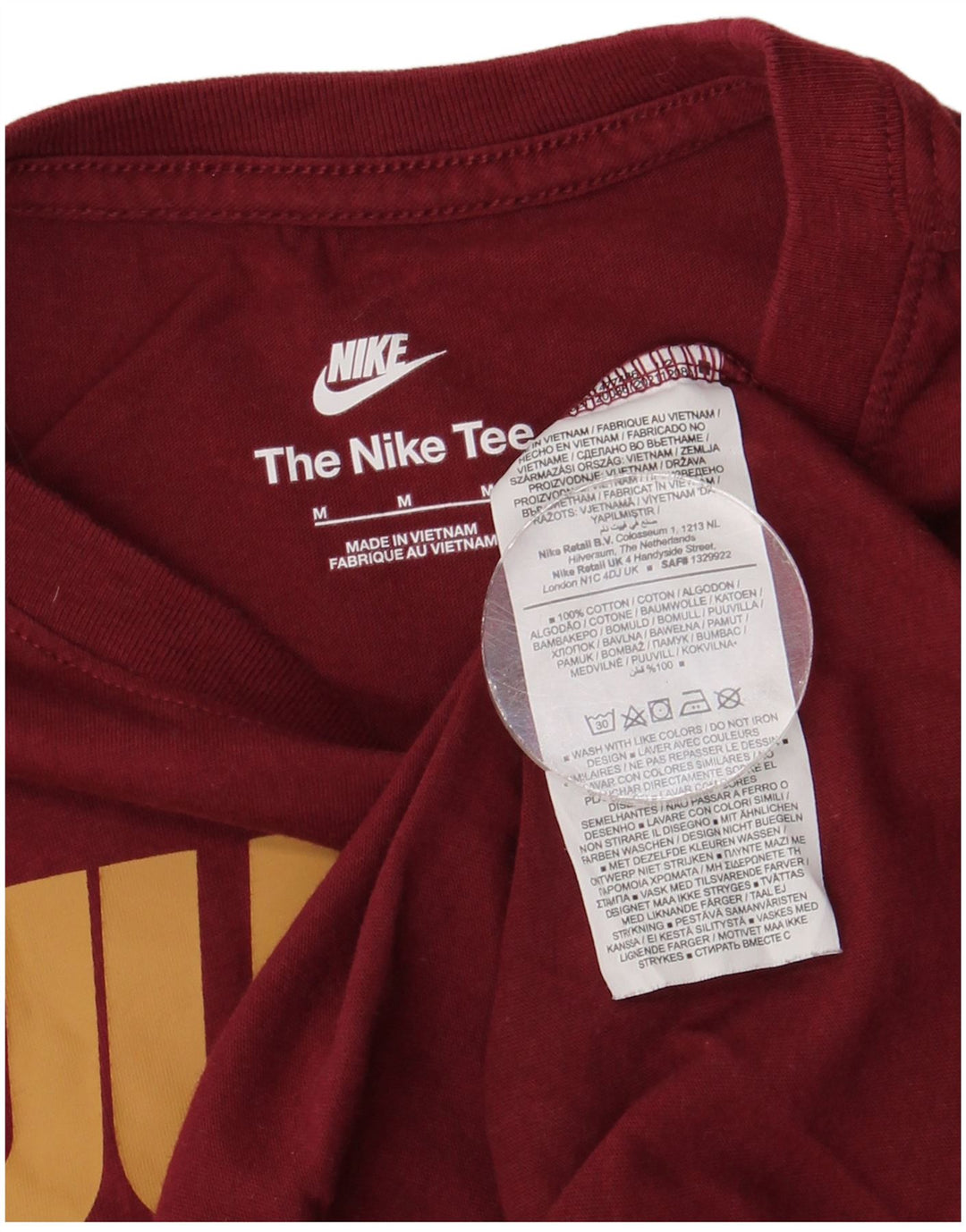 Camiseta gráfica masculina NIKE Top médio algodão Borgonha
