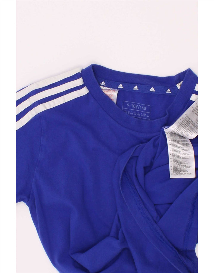 Camiseta Adidas Meninos Top 9-10 Anos Azul Algodão